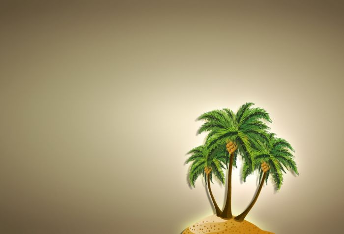 Картинка пальмы на маленьком острове, минимализм