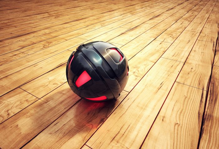 Картинка 3D шар, сфера на деревянном полу
