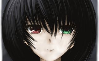 лицо девушки аниме Мисаки Мэй с разным цветом глаз