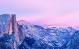 скалы и горы Йосемити, небо, розовый закат