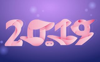 2019 новогодние цифры в стиле свиньи
