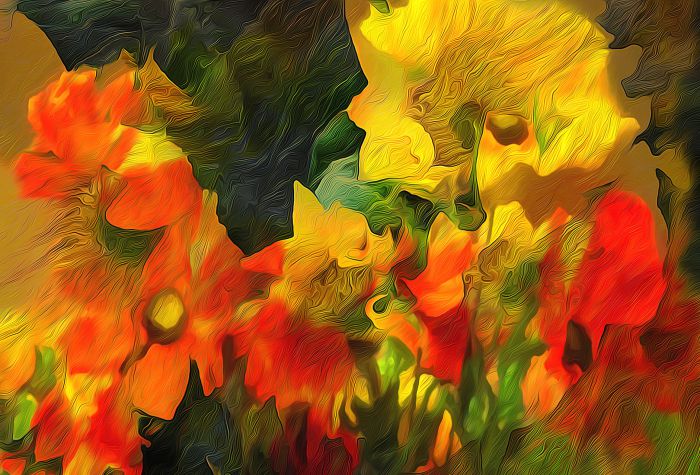 Картинка размытые абстрактные цветы, яркие краски