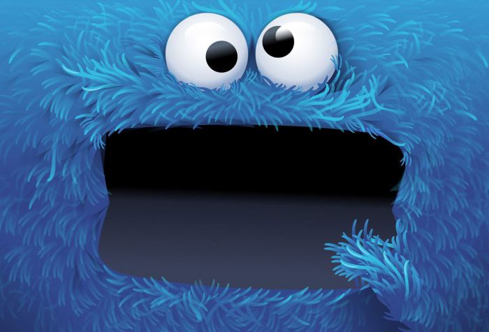 Картинка прикольная морда Cookie Monster, чудище синего цвета