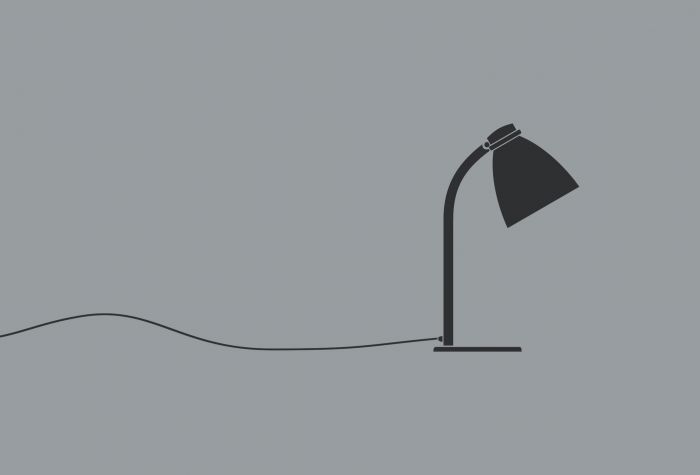 Картинка лампа с проводом, светильник на сером фоне, минимализм
