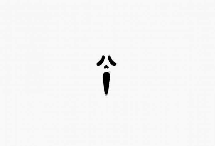 Картинка лицо, маска, из фильма Крик на белом фоне, минимализм