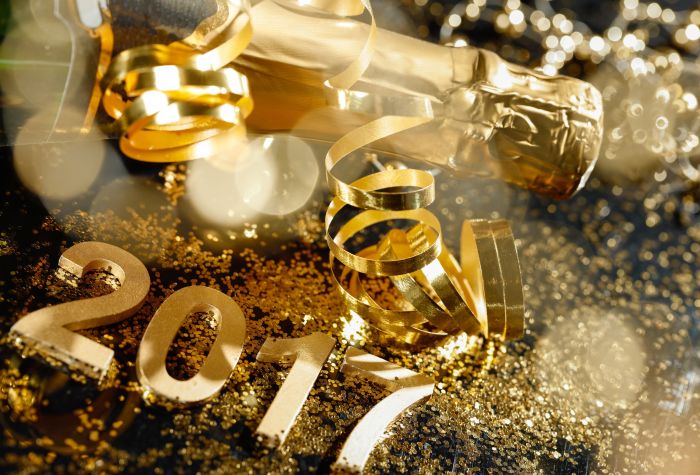 Картинка золото, новый год 2017, шампанское, праздник