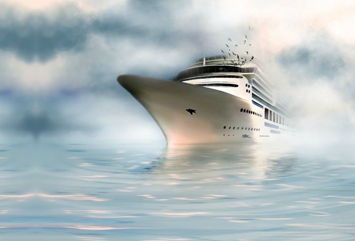 Картинка корабль плывет через туман