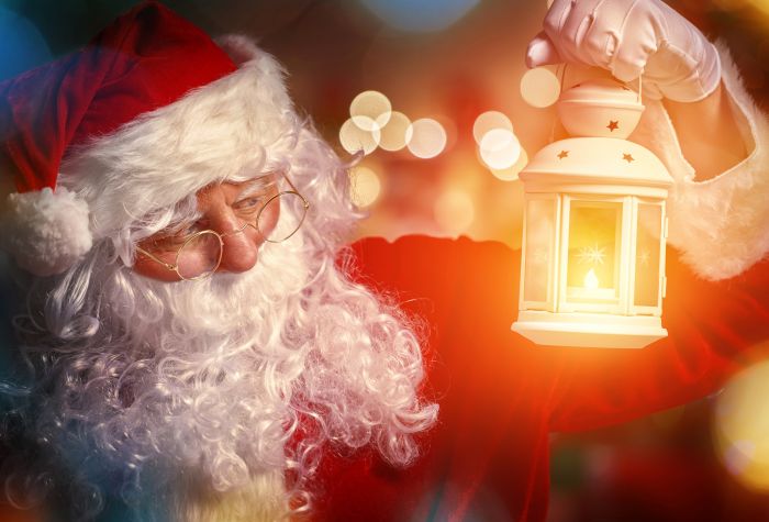 Картинка дедушка мороз, Санта, светильник, фонарь, новый год