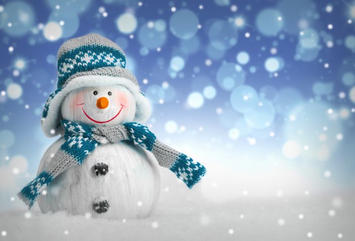 Картинка новогодний веселый снеговик в шарфе и шапке