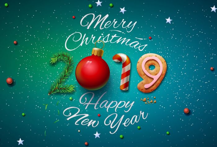 Картинка 2019 новый год в красивом стиле, Happy New Year, Merry Christmas