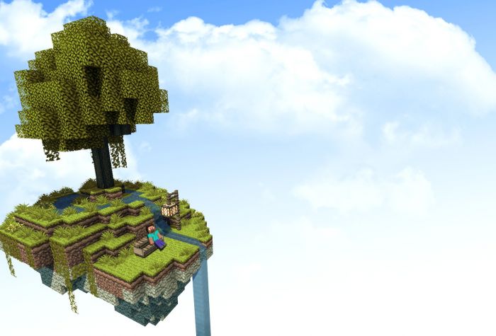 Картинка летающий остров в облаках Майнкрафт (Minecraft)