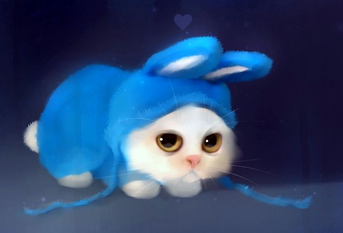 Картинка милый маленький котик в костюме зайца