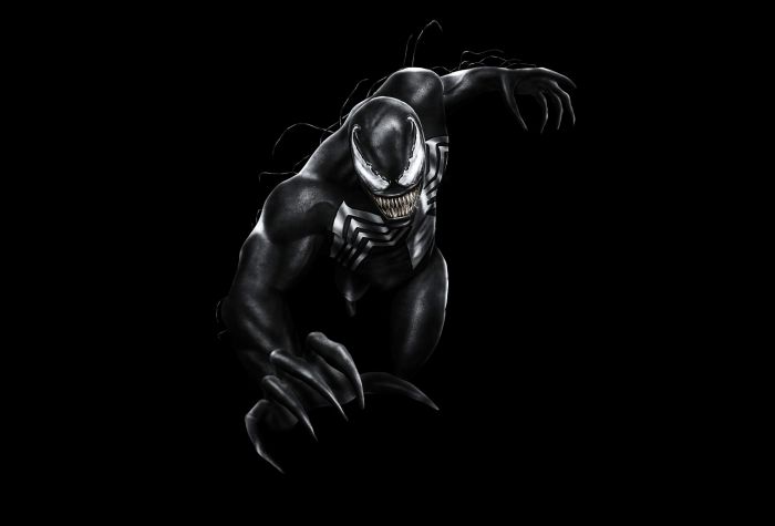 Картинка Веном на черном фоне, Марвел, постер к фильму Venom
