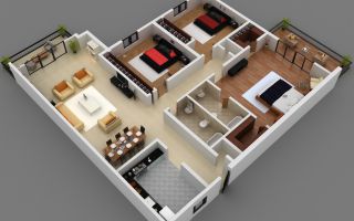 3D компьютераная модель, план дома, комнат