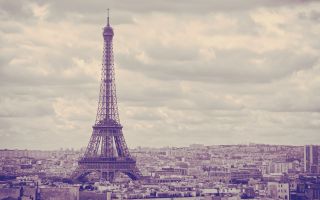 Эйфелева башня черно-белое фото город Париж, Франция