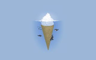 мороженое в виде айсберка, креатив, касатки, минимализм