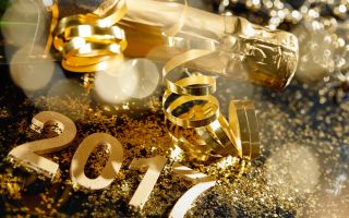 золото, новый год 2017, шампанское, праздник